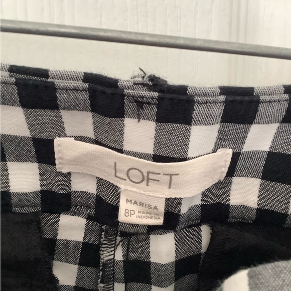 Loft gingham black & white cropped pants- like new. - Picture 2 of 3